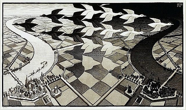  M. C. Escher, Day and Night