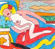 Tom Wesselmann - Study for Sunset Nude (Red Stockings, Knees Up) (Works on Paper (Drawings, Watercolors etc.)) h: 4.1 x w: 4.6 in / h: 10.4 x w: 11.7 cm