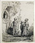 Rembrandt van Rijn - Three Oriental Figures (Jacob and Laban) (Prints and Multiples) h: 5.8 x w: 4.4 in / h: 14.7 x w: 11.2 cm