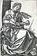 Hans Sebald Beham - Virgin and Child with the Pear (Prints and Multiples) h: 4.5 x w: 3 in / h: 11.4 x w: 7.6 cm
