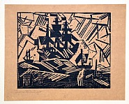 Lyonel Feininger - Ship at Sea (also titled Marine by the artist; Barke auf See) (Prints and Multiples)