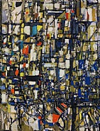 Maria Helena Vieira da Silva - La fête bretonne (Paintings) h: 92 x w: 73 cm / h: 36.2 x w: 28.7 in