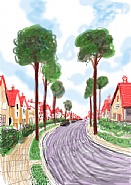 David Hockney - Cardigan Road, Brid, 2008