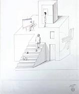 Saul Steinberg - Architecture (Works on Paper (Drawings, Watercolors etc.)) h: 70 x w: 55.3 cm / h: 27.6 x w: 21.8 in