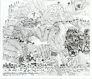 Saul Steinberg - Egyptian Landscape (Works on Paper (Drawings, Watercolors etc.)) h: 43.2 x w: 47 cm / h: 17 x w: 18.5 in