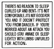 Jenny Holzer - Living Series: There is no reason to sleep curled up … (Metal) h: 53.3 x w: 58.4 cm / h: 21 x w: 23 in