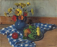 Félix Edouard Vallotton - Soleils, poires et raisin (Paintings) h: 53.5 x w: 64.5 cm / h: 21.1 x w: 25.4 in