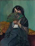 Félix Edouard Vallotton - Femme à l'eventail (Paintings) h: 81 x w: 65 cm / h: 31.9 x w: 25.6 in