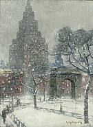 Guy Carleton Wiggins - Washington Square, Winter, New York (Paintings) h: 12 x w: 16 in / h: 30.5 x w: 40.6 cm