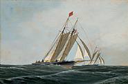 Antonio Jacobsen - The Yacht Race (Paintings) h: 9.5 x w: 14.2 in / h: 24.1 x w: 36.1 cm