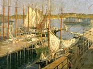 Frederick J. Mulhaupt - Boats at Gloucester Harbor (Paintings) h: 30 x w: 40 in / h: 76.2 x w: 101.6 cm