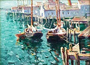 Guy Carleton Wiggins - Morning Gloucester (Paintings) h: 12 x w: 16 in / h: 30.5 x w: 40.6 cm