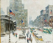 Guy Carleton Wiggins - Midtown Storm (Paintings) h: 20 x w: 24 in / h: 50.8 x w: 61 cm