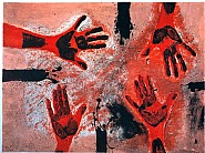 Rufino Tamayo - Manos en rojo (Prints and Multiples) h: 22 x w: 30 in / h: 55.9 x w: 76.2 cm