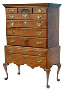 Queen Anne Maple High Chest of Drawers, New England