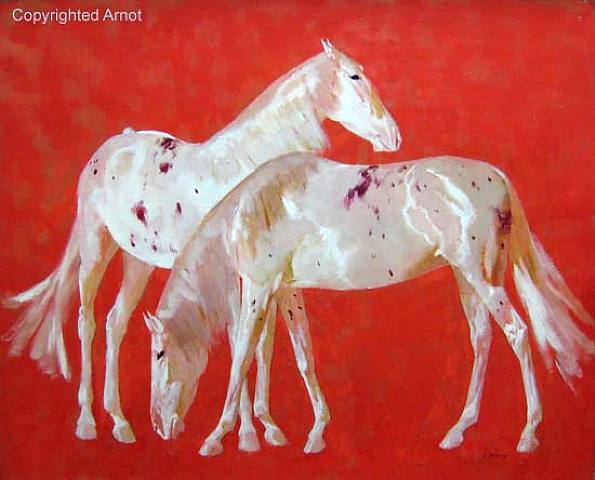  Ricardo Arenys Galdon, White Stallions on Red