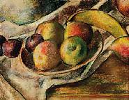 Robert Brackman - Apples, Plums and Banana h: 9.8 x w: 13 in / h: 24.9 x w: 33 cm