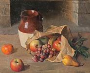 Robert Brackman - Still life with fruit and pitcher (Paintings) h: 17 x w: 22 in / h: 43.2 x w: 55.9 cm