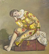 Colombine auf Koffer