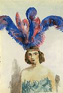 Walt Kuhn - Lavender Plumes (Works on Paper (Drawings, Watercolors etc.)) h: 19 x w: 13 in / h: 48.3 x w: 33 cm
