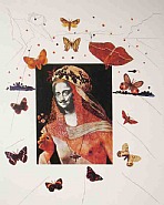 Surrealist Portrait of Dali Surrounded by Butterflies