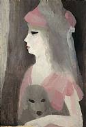 Marie Laurencin - Jeune femme au chien (Paintings) h: 55 x w: 38 cm / h: 21.7 x w: 15 in