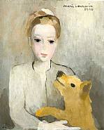 Marie Laurencin - Portrait de Jeune fille au chien / Portrait of a young girl with dog (Paintings) h: 46 x w: 38 cm / h: 18.1 x w: 15 in