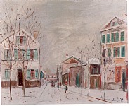 Maurice Utrillo - Bourg la Reine, sous la neige (Paintings) h: 46 x w: 55 cm / h: 18.1 x w: 21.7 in
