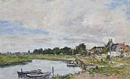 Eugène Boudin - Le vieux port de Touques (Paintings) h: 36 x w: 58 cm / h: 14.2 x w: 22.8 in