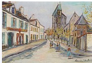 Maurice Utrillo - Rue de banlieue (Paintings) h: 37 x w: 54 cm / h: 14.6 x w: 21.3 in