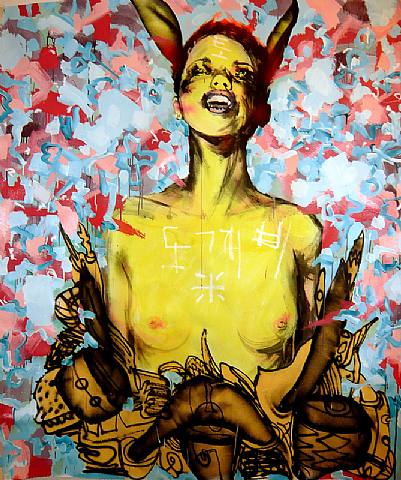  David Choe, Yellow Skinned Donkey Girl- Hee Haw part 1