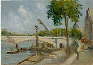 Maximilien Luce - Le Pont du Carrousel et le Quai Voltaire (The Pont du Carrousel and the Quai Voltaire, Paris) (Paintings) h: 12.6 x w: 18 in / h: 32 x w: 45.7 cm