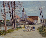 Maximilien Luce - Paysan Quittant un Village (Peasant Leaving a Village) (Paintings) h: 14.8 x w: 18.1 in / h: 37.6 x w: 46 cm