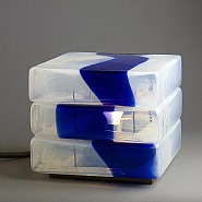 Carlo Nason - Carlo Nason Murano square glass table lamp in shades of blue, for Mazzega, 1974