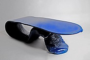 Louis Durot - Louis Durot 'Tongue' coffee table in peacock blue, 1970