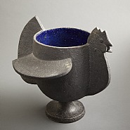 François-Xavier Lalanne - Important glazed stoneware, black exterior and electric blue interior, 1980