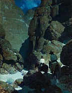 Frank Tenney Johnson - Lot 147: Moonlit Canyon (Paintings) h: 36 x w: 28 in / h: 91.4 x w: 71.1 cm