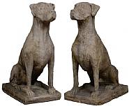 Lot #359: PAIR OF CAST-STONE FIGURES OF MASTIFFS