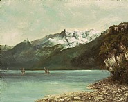 Gustave Courbet - Le Lac Léman et les Dents du Midi (Paintings) h: 73.5 x w: 92.5 cm / h: 28.9 x w: 36.4 in
