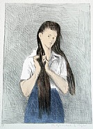 Raphael Soyer - Girl With Long Hair (Prints and Multiples) h: 30 x w: 22 in / h: 76.2 x w: 55.9 cm