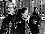 Andy Warhol, Jane Forth, Paul Morrissey and Joe Dallesandro at Platz der Luftbruecke (II), West Berlin 1971