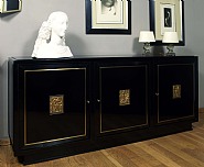 Jacques Adnet and Paul Belmondo - Rare and beautiful black lacquered, oak commode, 1945