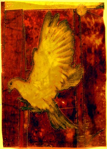  Christopher Pekoc, Aloft III (gold dove on red)