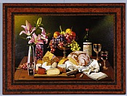 Bread, Cheese, Grapes and Lilies