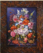 Baroque Flower Piece with Blue Ribbon