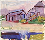 Robert de Niro, Sr. - Houses in Landscape with Fence (Paintings) h: 30 x w: 34 in / h: 76.2 x w: 86.4 cm