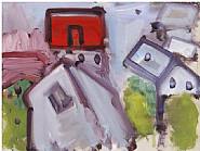 Robert de Niro, Sr. - Landscape with Houses (Paintings) h: 18 x w: 24.5 in / h: 45.7 x w: 62.2 cm