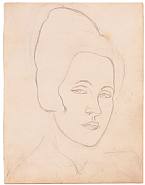 Juan Gris - Tête de Femme (Works on Paper (Drawings, Watercolors etc.)) h: 22.3 x w: 17 cm / h: 8.8 x w: 6.7 in
