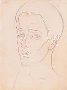 Juan Gris - Tête d’homme (Works on Paper (Drawings, Watercolors etc.)) h: 8.8 x w: 6.6 in / h: 22.4 x w: 16.8 cm