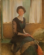 John White Alexander - Portrait of Mrs. John White Alexander (Paintings) h: 49.5 x w: 39.5 in / h: 125.7 x w: 100.3 cm
